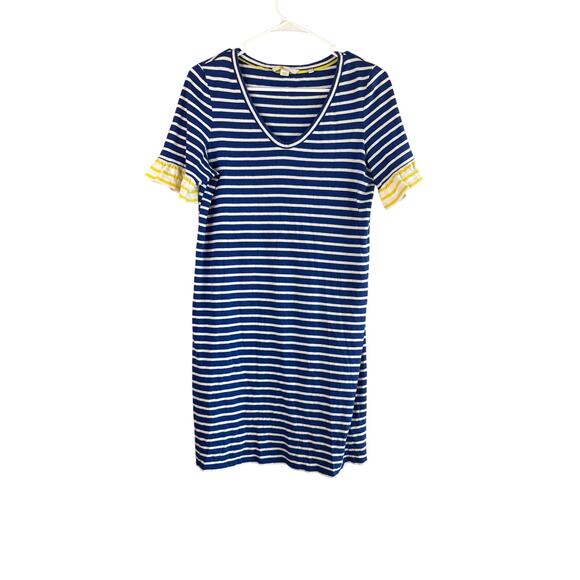 Boden Imogen Jersey Striped Dress 8R – Blue & White Stripes, V-Neck, 1/4 Sleeves - Picture 1 of 7